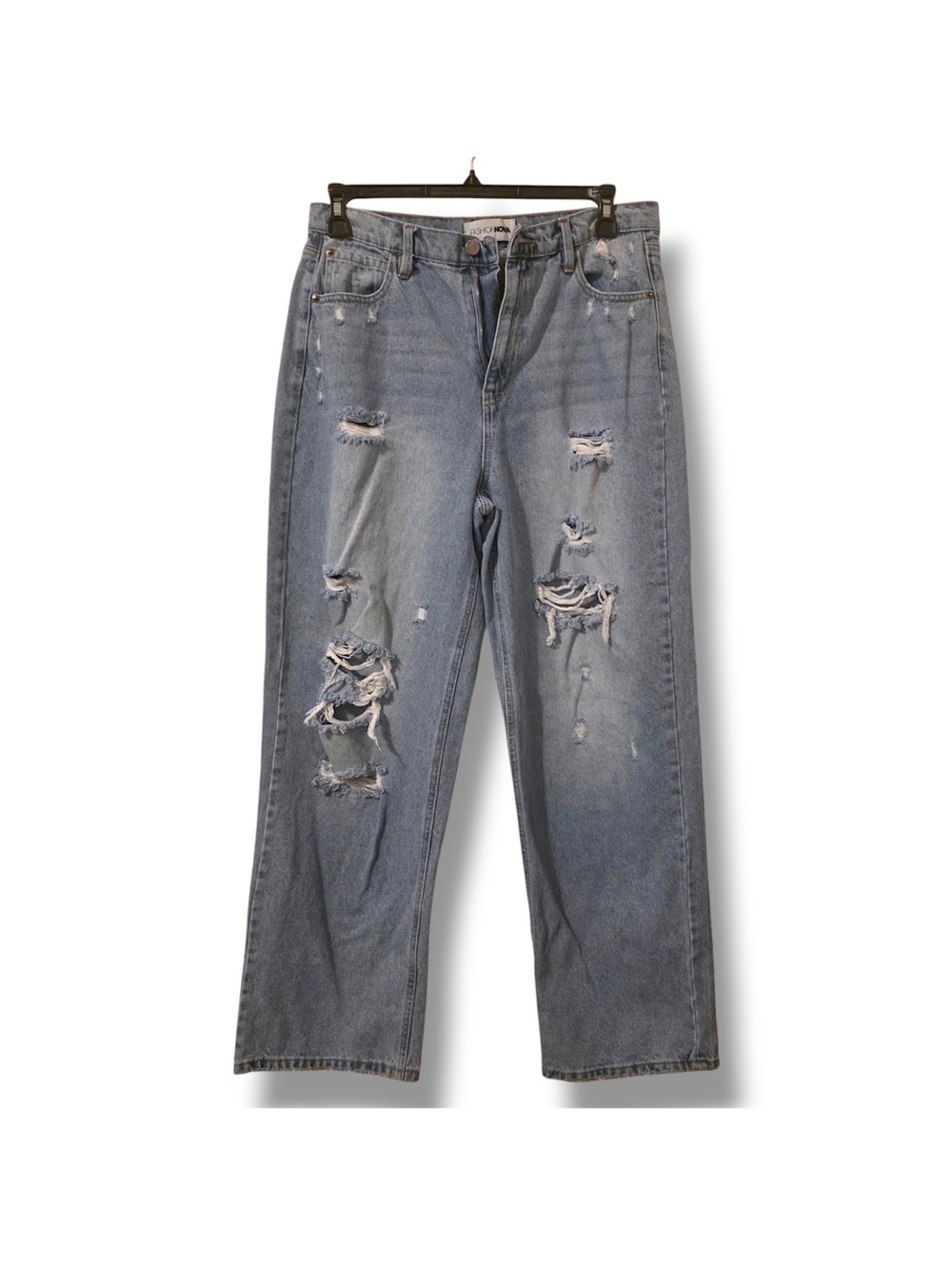 Fashion Nova's Women’s Blue distressed wide-leg jeans Size: 13